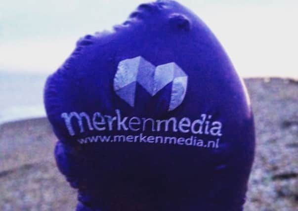 A balloon found on Aldwick Beach carried the name of the Dutch company Merken Media