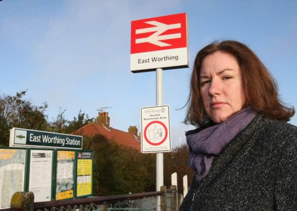 Kelly Rogers was hit by falling sign on a train to East Worthing