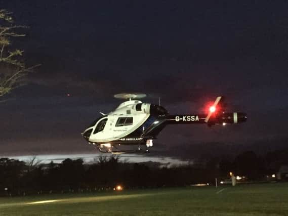 Kent, Surrey and Sussex Air Ambulance landed at Horntye Park. Photo by Martin Watson. SUS-170802-085216001