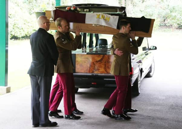 Fred Jones was carried into Worthing Crematorium by soldiers as part of his funeral, which was organised by Veterans Funerals UK. Picture: Eddie Mitchell