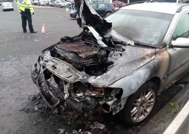 The car after the blaze was put out