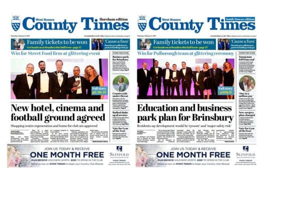 Front pages of the West Sussex County Times (Thursday February 9 edition)