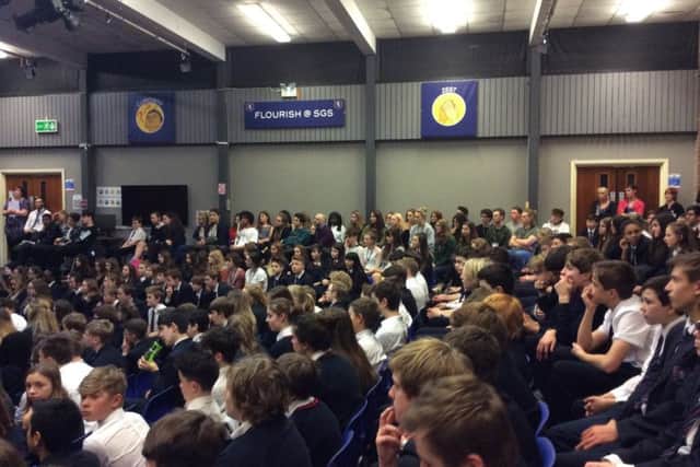 Students said they felt 'lucky' to have such a famous actor come to their school. Picture: Steyning Grammar School