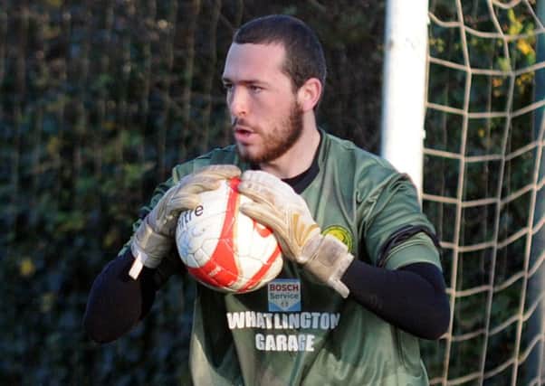 Connor Holland is set to deputise in goal for Bexhill United against Midhurst & Easebourne. Picture courtesy Jon Smalldon