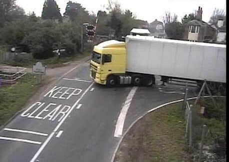 Lorry at the crossing in Yapton. Pic: Network Rail