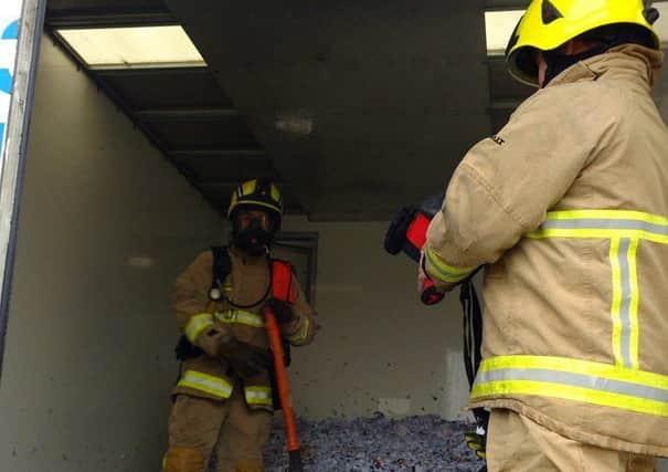 A lorry full of shredded paper caught fire and was tackled by firefighters in Bexhill on Friday (January 10). Photo by Bexhill Fire Station SUS-170213-105233001