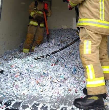 Two tonnes of paper caught fire. Photo by Bexhill Fire Station SUS-170213-105323001