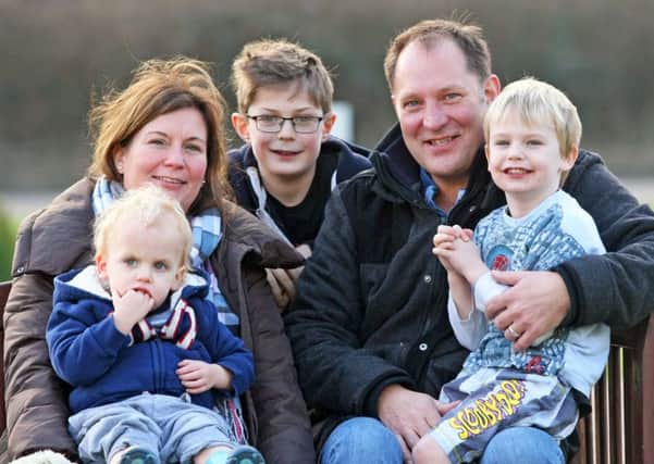 Former Landlords at the Cock Inn, Wivelsfield Green, David and Jo Hunter. Pictured with their children, L to R Harry, 2, Edward, 9 and Charlie, 5. Photo by Derek Martin