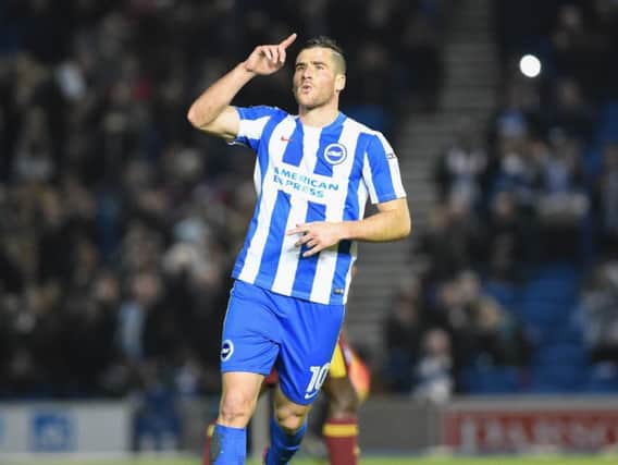 Tomer Hemed celebrates equalising from the penalty spot. Picture by Phil Westlake (PW Sporting Photography)