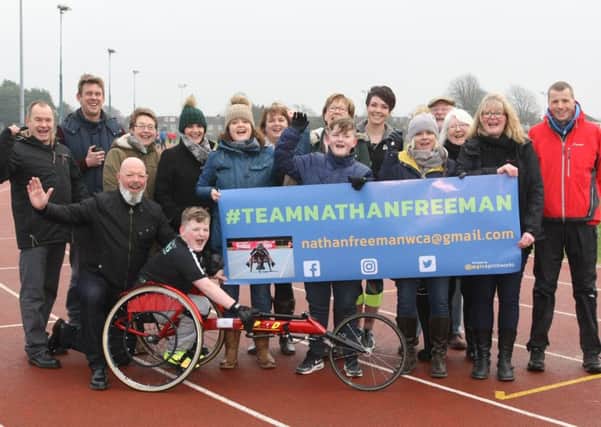 'Team Nathan Freeman' has been set up to support 13-year-old cerebral palsy sufferer Nathan Freeman in his wheelchair racing ambition. Photo: Derek Martin