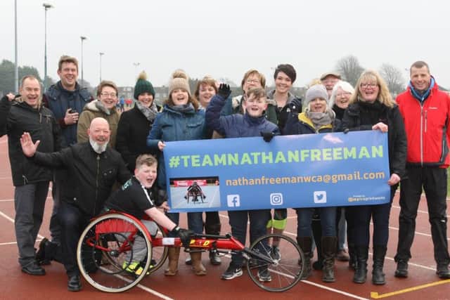 'Team Nathan Freeman' has been set up to support 13-year-old cerebral palsy sufferer Nathan Freeman in his wheelchair racing ambition. Photo: Derek Martin