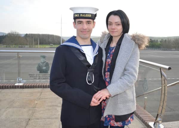 Ex-Northbrook College student Christopher Ryan proposed to his girlfriend Jasmine Markwick at his passing out parade at HMS Raleigh in Torpoint.
