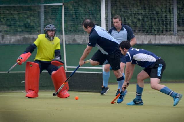Goalmouth action from Saxons' 6-1 victory.