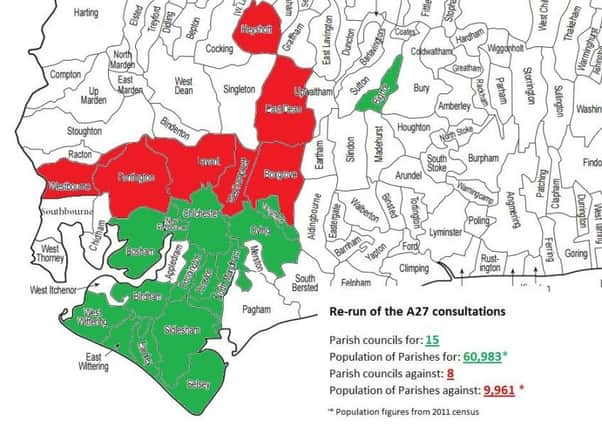 The map, produced by Stephen Holcroft, shows which parish councils are for and against a re-run