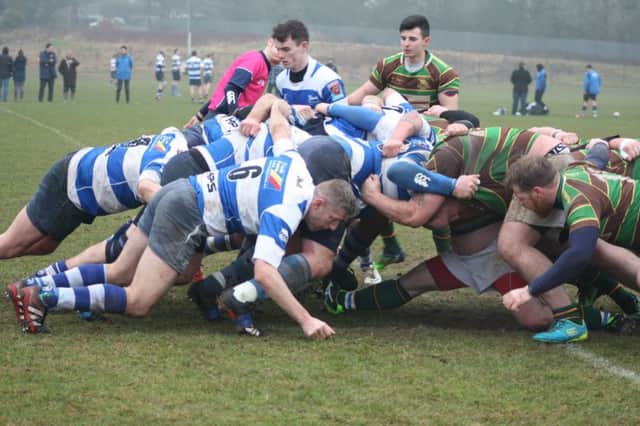Scrummage action from Hastings & Bexhill's victory over Brockleians last weekend. Picture courtesy Karen Walker