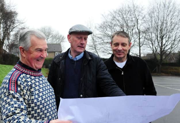 Roger Hanauer, Chris  Kemp and Michael  Peet,, discuss the plans to build a skatepark in Petworth