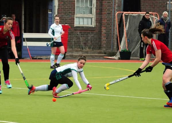 Patti Hyla on the ball for Chichester ladies against Horsham / Picture by Kate Shemilt