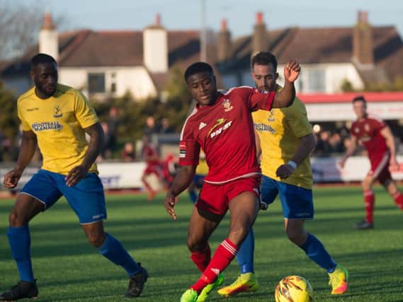 David Ajiboye in action for Worthing against Enfield on Saturday. Picture by Marcus Hoare