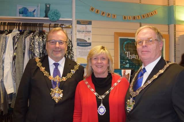 Worthing mayor Sean McDonald, Rustington Parish Council chairman Alison Cooper and Arun District Council chairman Stephen Haymes