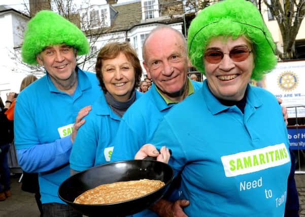 Horsham pancake races. Samaritans team. Pic Steve Robards  SR1703363 SUS-170221-143032001