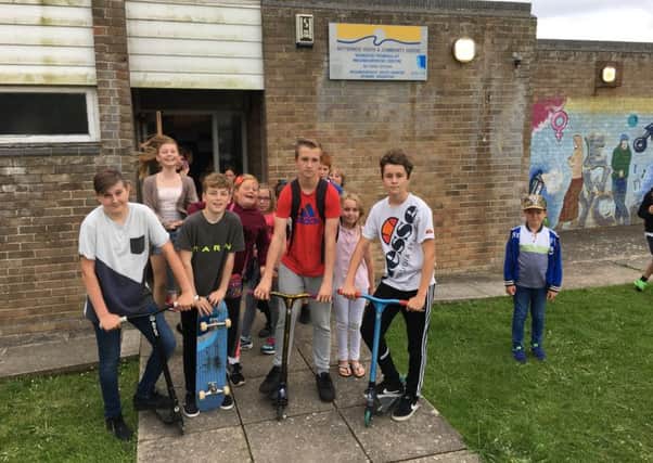 Young skaters at the current community centre in East Wittering