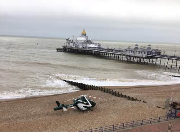 An air ambulance landed by the pier. Photo by Daniel Weston SUS-170222-095201001