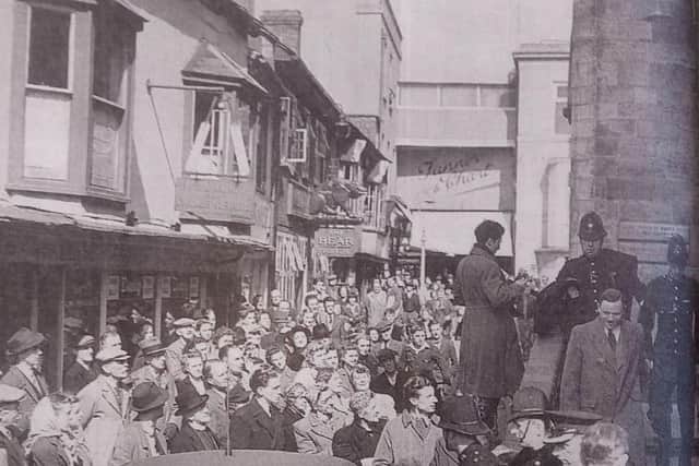 Market Square, Horsham, was packed when Haigh arrived