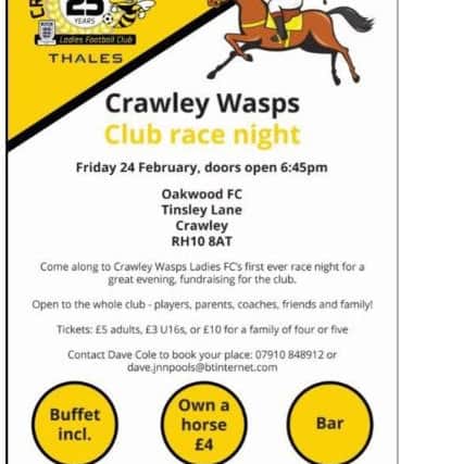 Crawley Wasps' race night poster