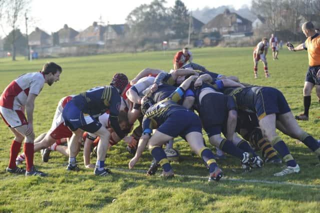 Scrummage action from Rye's victory over Eastbourne II. Pictures by Simon Newstead