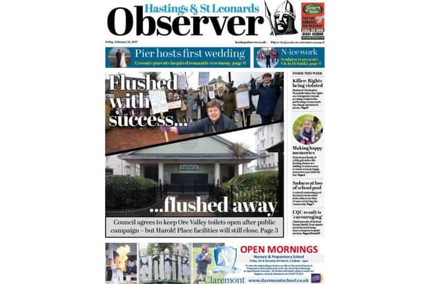 Hastings Observer front page, 24-02-17 SUS-170224-103710001