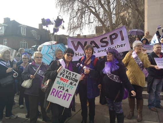 Members of Hastings and Rother WASPI at the march