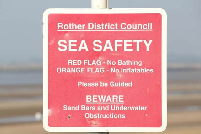A warning sign at Camber Sands