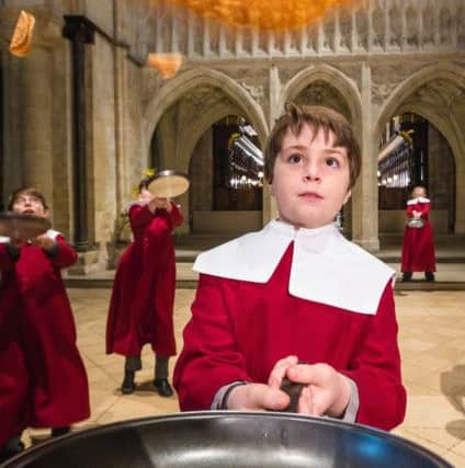 Chichester Cathedrals Choristers have been enjoying some pancake fun in Chichester Cathedral in preparation for Shrove Tuesday.
Photo by Christopher Ison