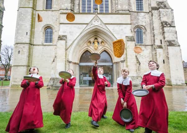 Chichester Cathedrals Choristers have been enjoying some pancake fun in Chichester Cathedral in preparation for Shrove Tuesday.
Photo by Christopher Ison