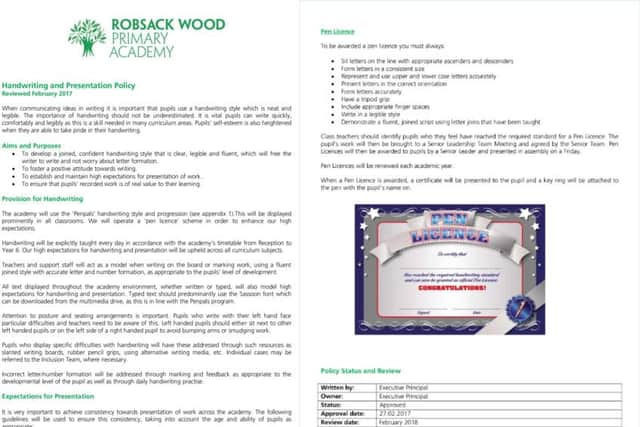Robsack Wood Primary Academy's Handwriting and Presentation Policy SUS-170228-142117001