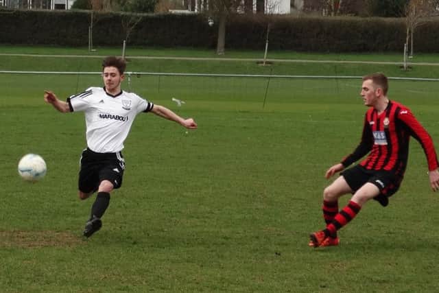 Kyle Holden on the ball for Bexhill United against Saltdean United. Picture courtesy Mark Killy