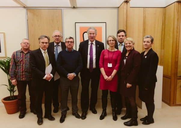 Families meet with minister David Mowat MP at Westminster, accompanied by MPs Henry Smith, Jeremy Quin and Peter Bottomley, and Andrea Sutcliffe of the CQC