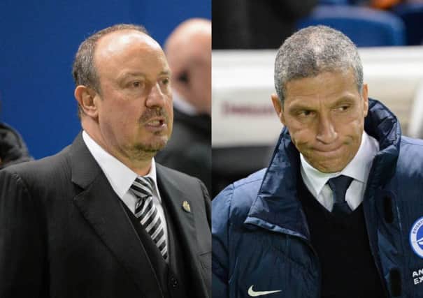 Rafa Benitez and Chris Hughton. Pictures by PW Sporting Photography