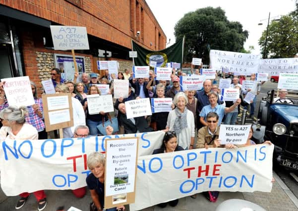 Protesters outside the District Council last year who wanted 'No Option', which proved the clear favourite with 47 per cent
