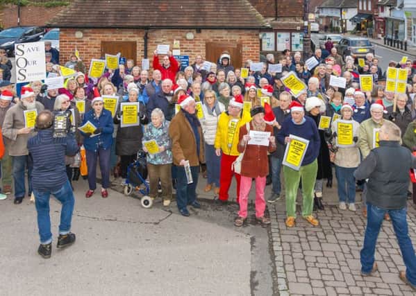 Demonstrators in Steyning protesting about proposed car parking charges. Photo: Frank Bull SUS-161221-115111001