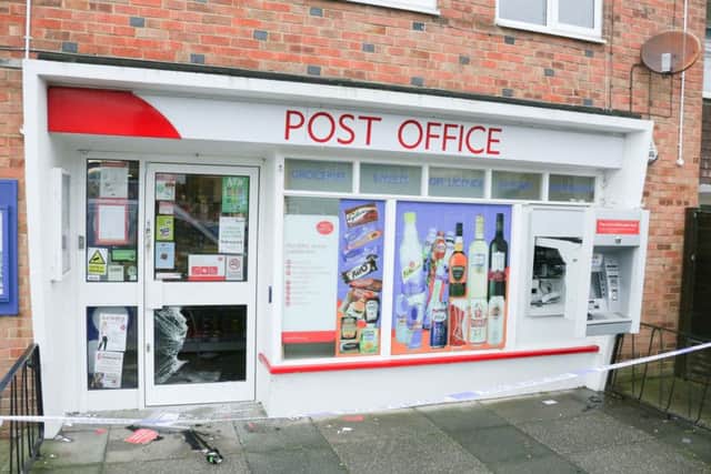 The ATM was taken following a break in at Mansell Road post office. Pictures and video: Eddie Mitchell