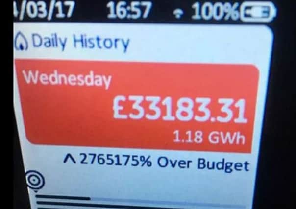 A photo from a tweet of a malfunctioning SSE smart meter.