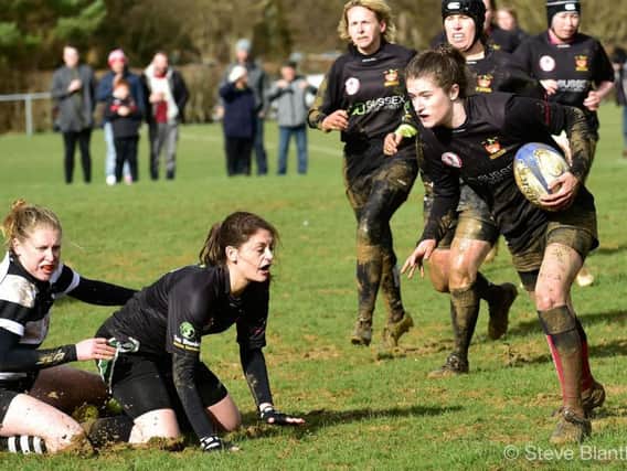 Action from Black Widows v Pulborough Ladies. Picture by Steve Blanthorn