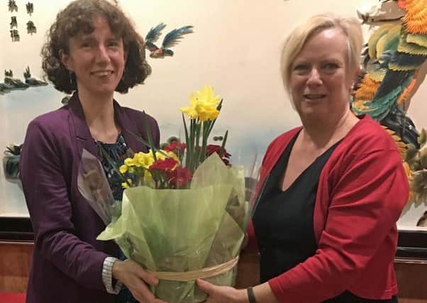 South east MEP Anneliese Dodds with Bexhill and Battle Labour Party vice-chairman Christine Bayliss at Labour Party dinner in Bexhill SUS-170603-151729001