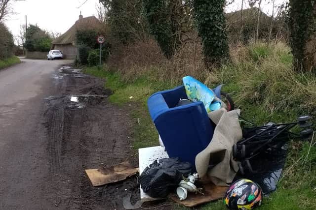 Fly-tipped rubbish in Crookthorne Lane