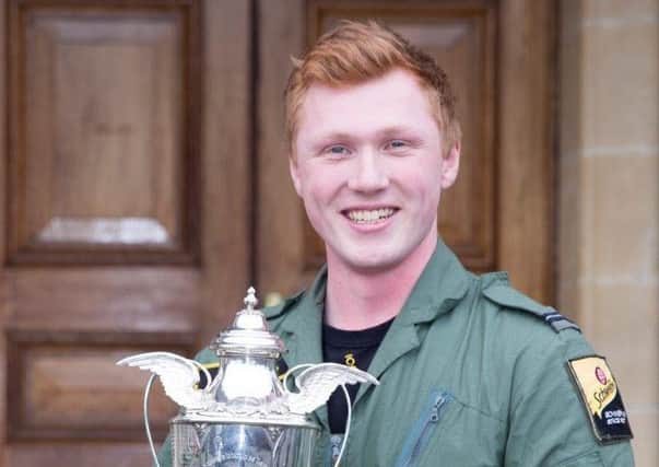 Cameron was awarded a trophy by the RAF for the best all-round trainee fighter pilot. Picture: Amanda Jayne