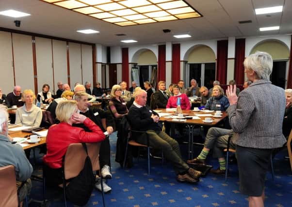 WSCC leader Louise Goldsmith addressing last night's meeting at County Hall in Chichester. ks170126-6 SUS-170603-202819008