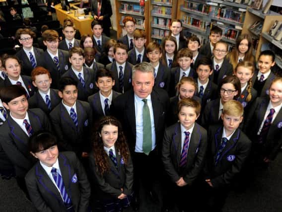 Tim Loughton MP with Year 8 students from Worthing High School