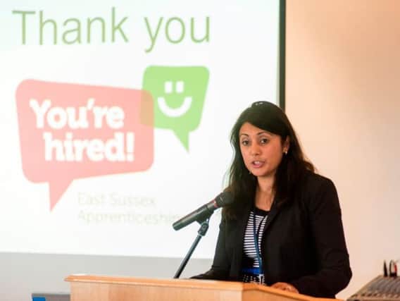 Nus Ghani MP speaking at a You're Hired employment event