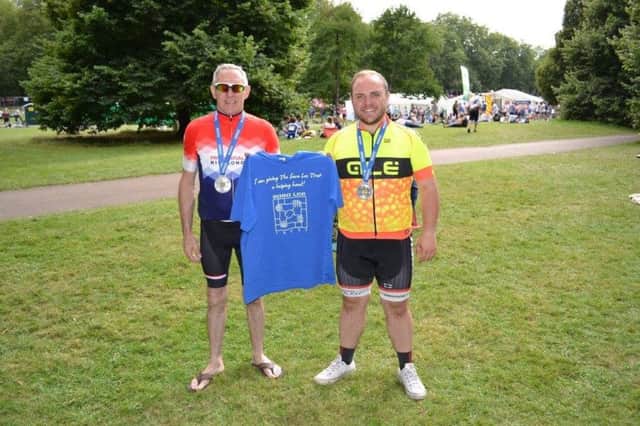 Tom Hopkins and Robert Davies who took the RideLondon cycling challenge for the Sara Lee Trust in 2016. SUS-170315-102557001